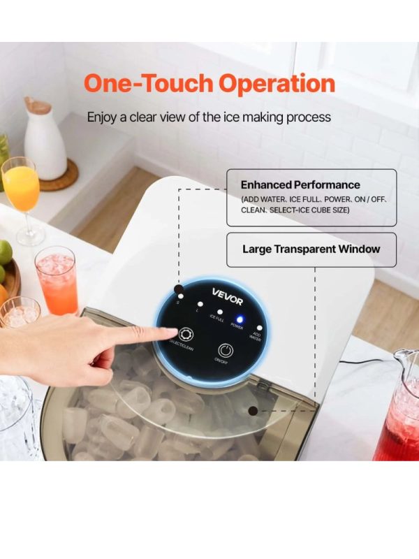 Επιτραπέζια Παγομηχανή VEVOR Compact 0.83L – 12kg/24h με 2 Μεγέθη Πάγου & Auto Clean